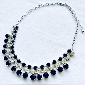 Vintage-Inspired Black & White Crystal Necklace